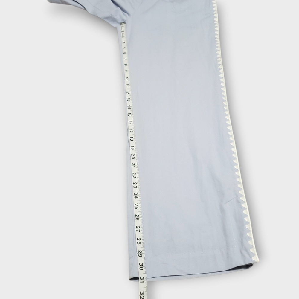 Mon Renn Lisle Trousers Powder Blue Size Small White Ric Rac Trim Split Hem - Picture 11 of 14